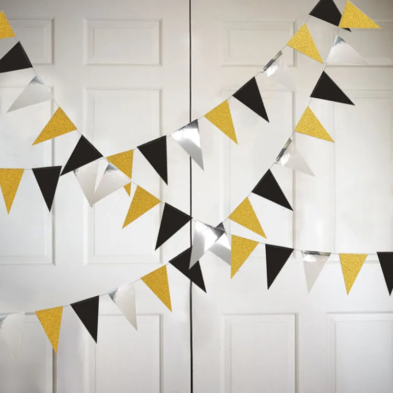 Party Decorations 5 Meters Paper Flags Banner Paper Garland Pennant for New Year Wedding Baby Shower Birthday Garden Tent Decorations
