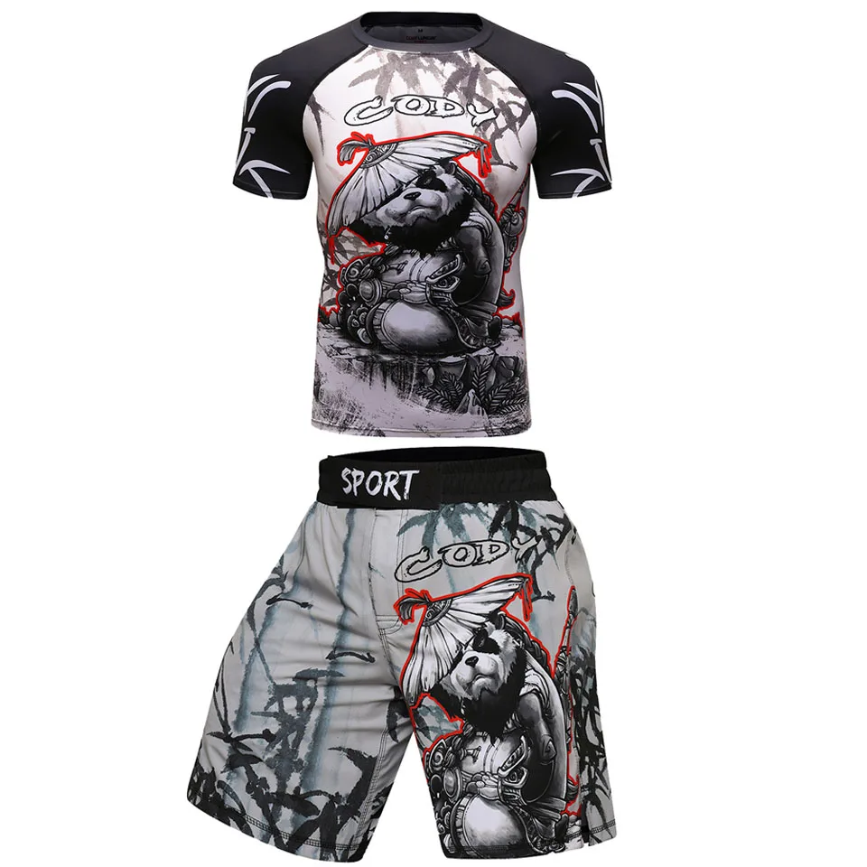 Футболки MMA BJJ GI Rashguard + Шорты Муай Тай одежда для тренировок костюм бокса