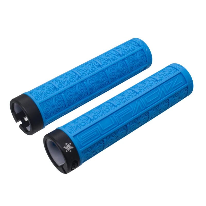 Supacaz MTB велосипедный руль набор силиконовых ручек для внедорожника односторонний замок амортизация анти-скольжение удерживающие ручки 9 цветов - Цвет: blue