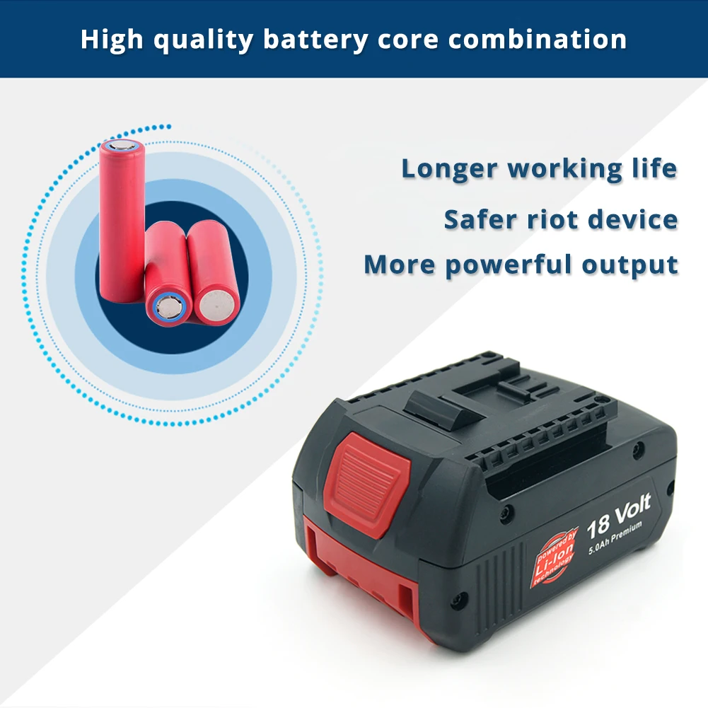 18 в 5.0Ah литий-ионный Батарея Замена для Bosch BAT609 BAT610G BAT618G BAT620 Bosch 18V беспроводные Мощность инструменты с светодиодный светильник