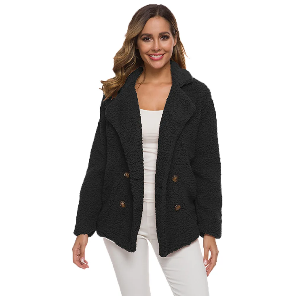 CHANWELL зимнее женское длинное пальто casaco feminino Плюс Размер твердая кнопка Свободная Повседневная Женская куртка chaqueta mujer Женская верхняя одежда - Цвет: Черный