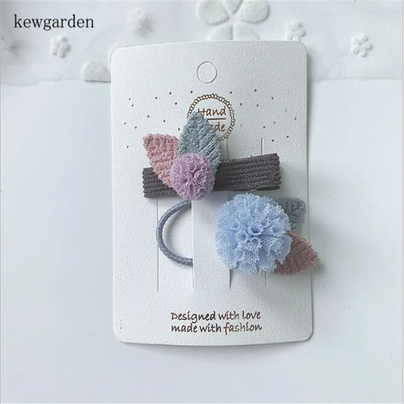 Kewgarden аксессуары для волос милые марлевые шарики лист эластичные резинки для волос заколки Заколки головные уборы для девушек кольцо для волос 5 комплектов