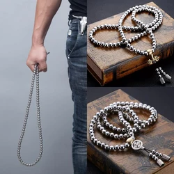 Chaîne tactique en acier de 10MM, perles de bouddha, collier d'auto défense, Bracelet à main, outils d'extérieur EDC, survie d'auto Protection 