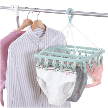 

32 Clip Folding Multifunction Adult Windproof Drying Rack Plastic Clip Children Socks Household Balcony Hanger Storage Tools