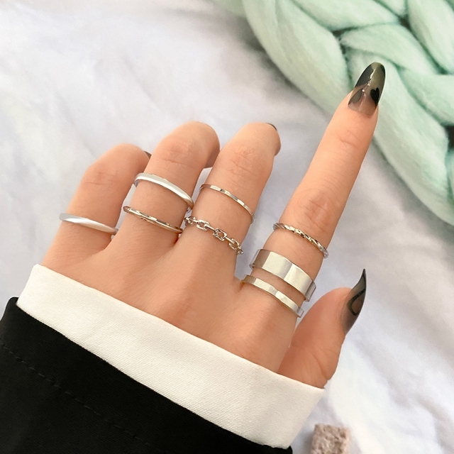 Vintage Fashion Gold Silver Color Geometric Round Leaves Finger Rings For Women Circle Knot Joint Rings 2021 Trend Jewelry
