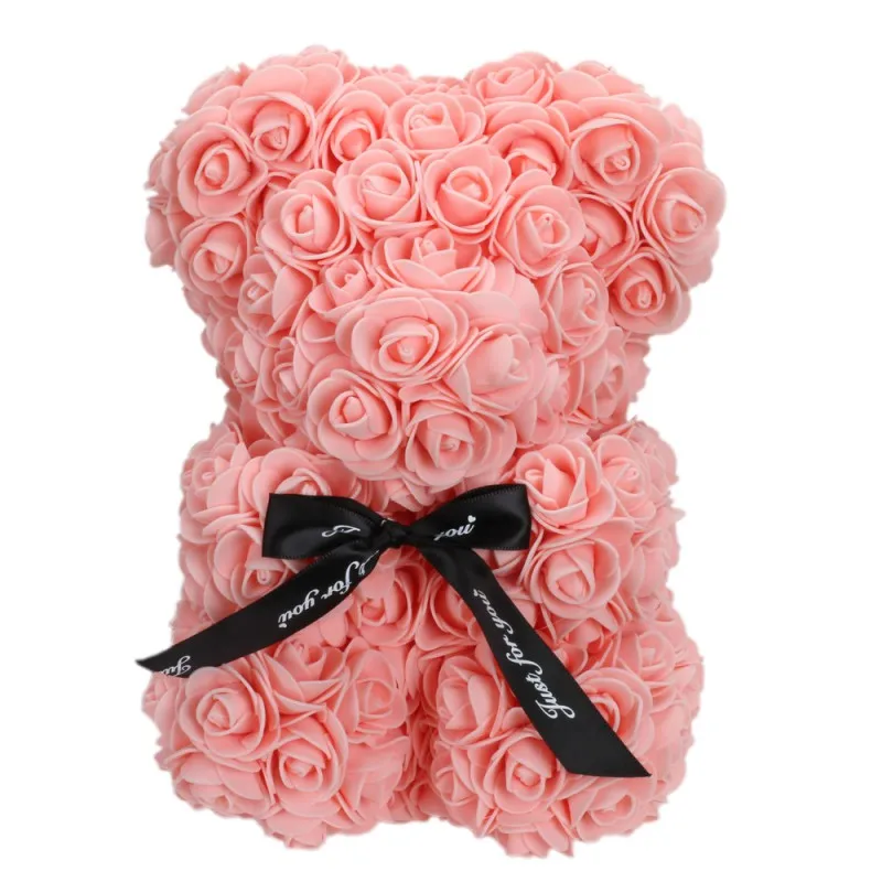 

25 cm Soap Foam Bear of Roses Teddy Bear Rose Flower Artificial for girlfriend Christmas day Valentines Day Gifts D