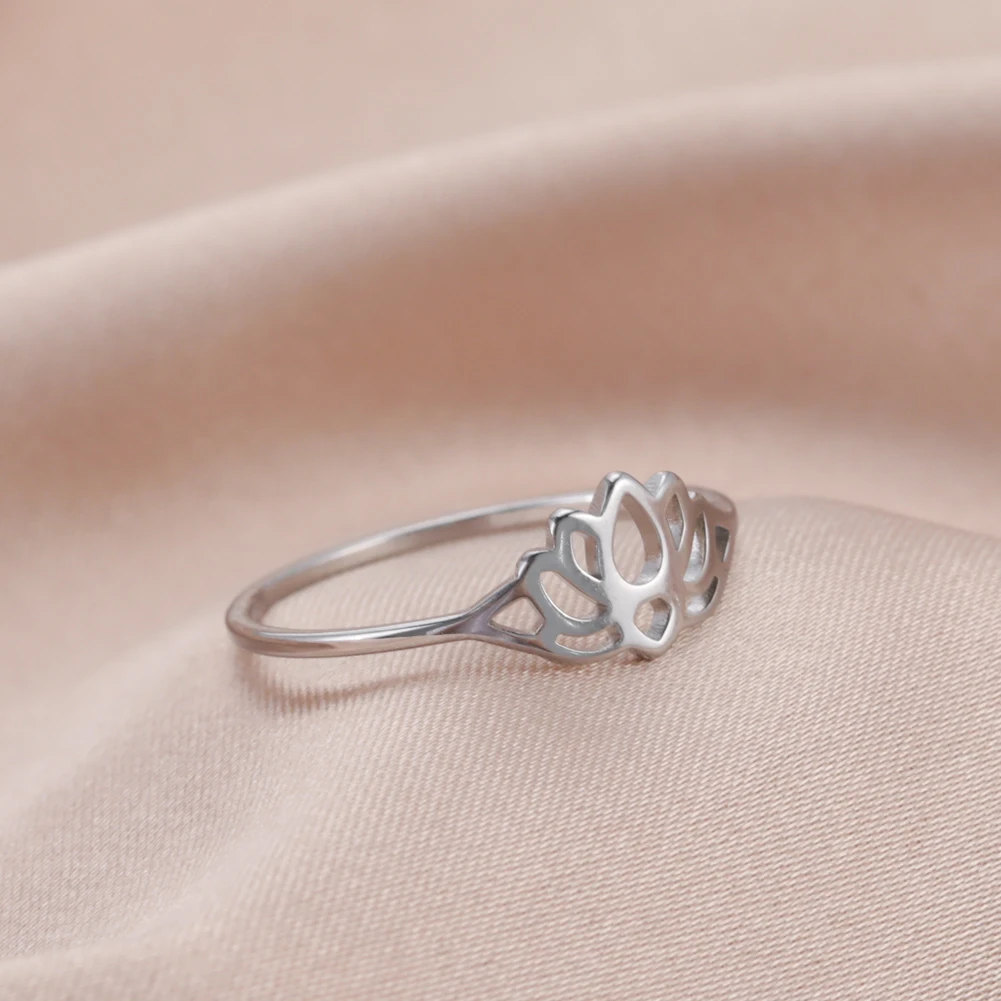 Skyrim Edelstahl Lotusblume Ringe für Frauen Vintage Fingerring Schmuck Weibliche Hochzeit Verlobungsgeschenk Großhandel 2026 – Detail 9