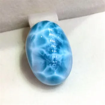 

100% Natural Blue Larimar Pendant Jewelry For Woman Man Crystal 28x19x12mm Oval Beads Silver Dominica Water Pattern Stone AAAAA