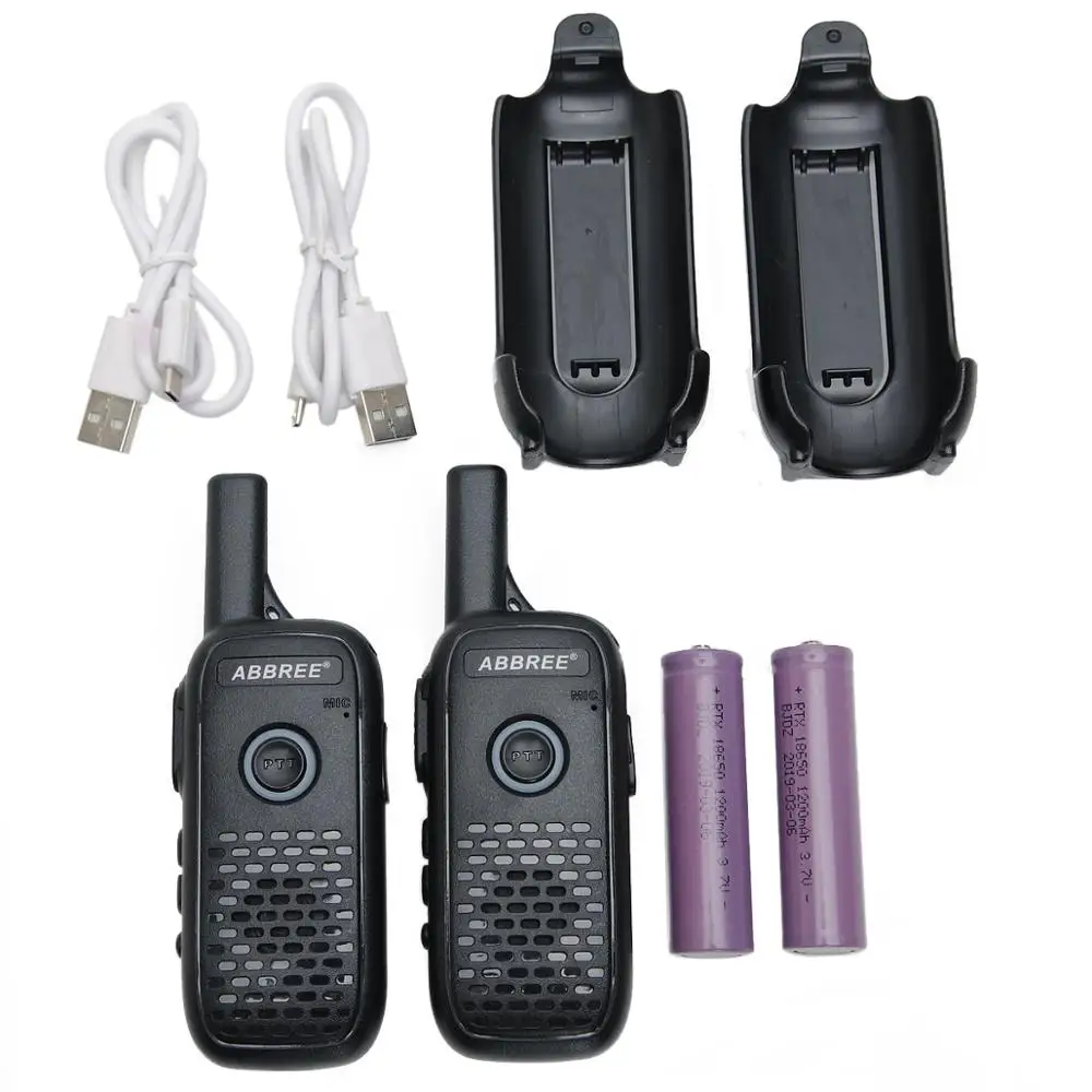 4 шт. ABBREE AR-Q2 мини рация радиостанция ультра-тонкий двойной PTT USB зарядка двухстороннее радио портативный VOX