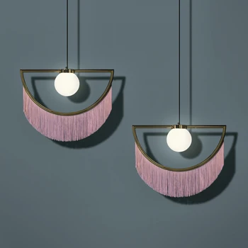 

nordic designer tassel glass ball pendant lights for living room bedroom villa hotel home deco suspension luminaire led fixtures