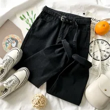 Джинсы для мам, весна, новинка, большой размер, высокая талия, девять точек, джинсы для женщин, свободные, тонкие, обтягивающие, широкие брюки