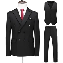 Aliexpress - 2021 new arrival fashion Double breasted suits men,high quality Slim fit men’s Wedding Suit male Business 8 colors size S-6XL