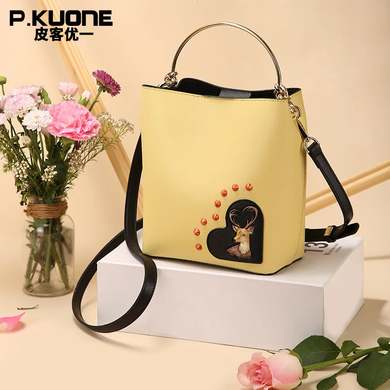 

2019 new bucket bag summer new ladies leather shoulder Messenger bag fashion handbags women's small bag satchel