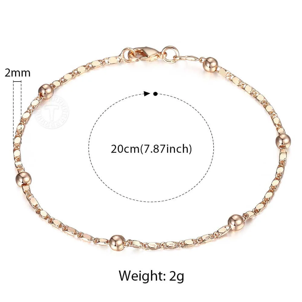 3pcs/Set Bracelets For Women 585 Rose Gold Color Link Chain