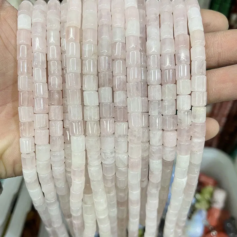 Natural Stone 6x6mm Tube Loose Spacer Beads For Jewelry Making DIY Accessorries Bead For Bracelet Rose Quartzs Tiger Eye Agates