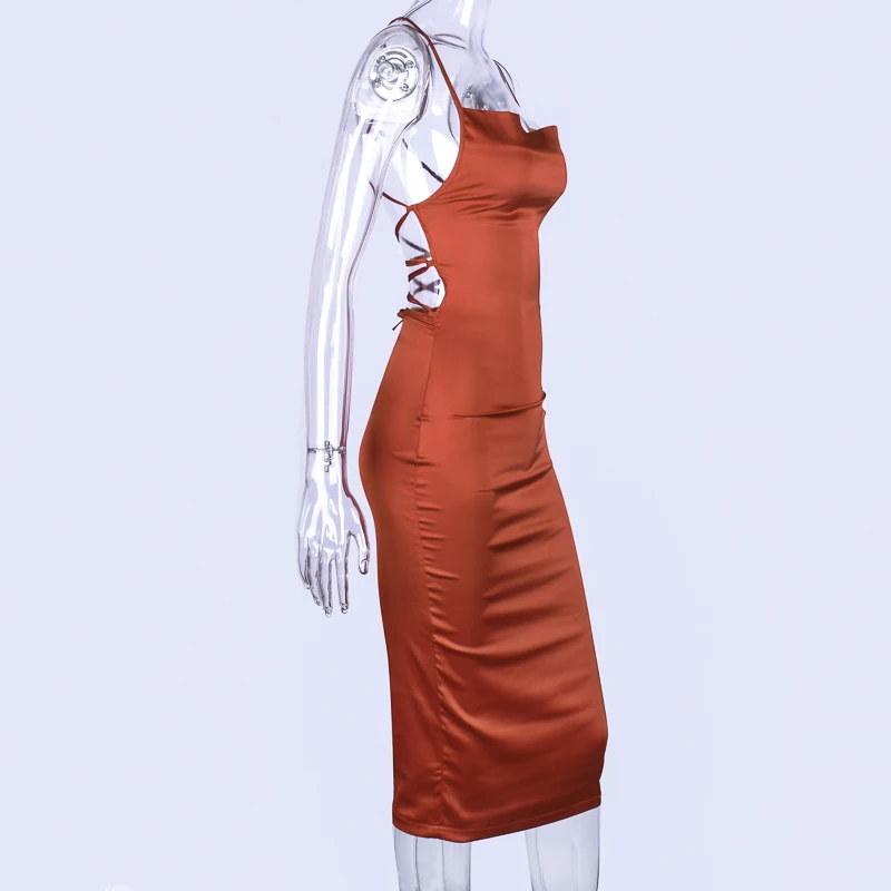 DAYIFUN летнее женское длинное облегающее платье из сатина без рукавов с открытой спиной элегантное вечернее платье сексуальное элегантное платье L0030