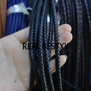 

5m/lot approx: 5mm black Leather Cord Round Genuine Braided Leather Rope Cow Leather Accessories For Jewelry Making Woven Rope
