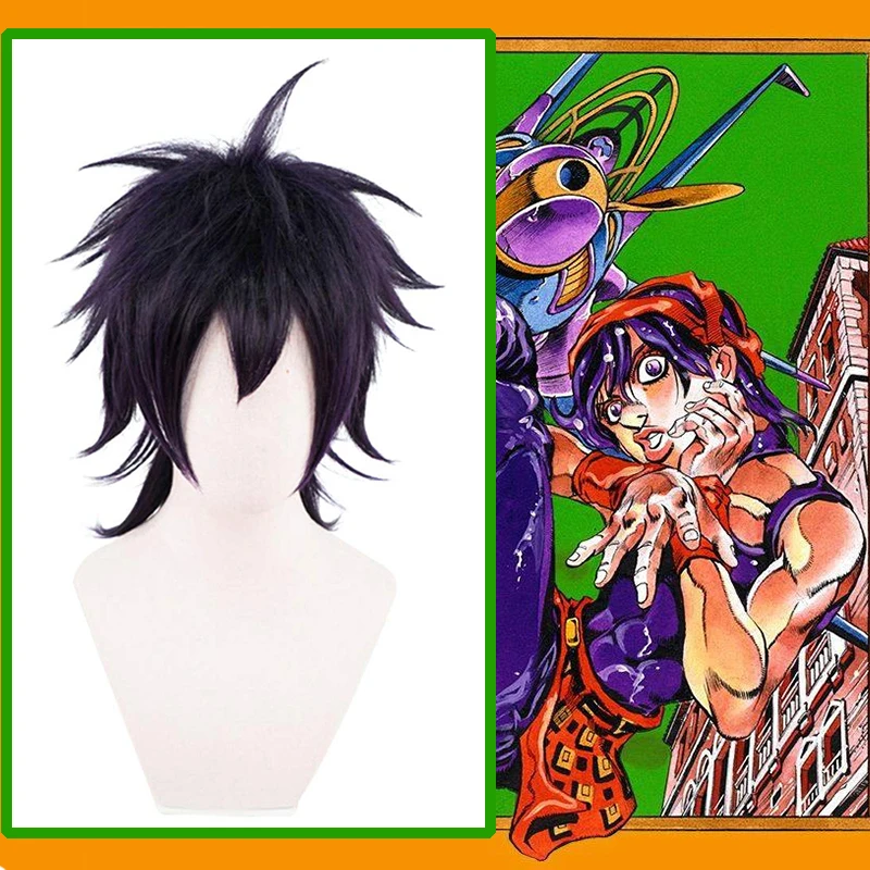 Комических аниме Jojo невероятное приключение Косплэй парики Narancia Ghirga Косплэй парик синтетический парик волосы на Хэллоуин Косплэй аксессуары