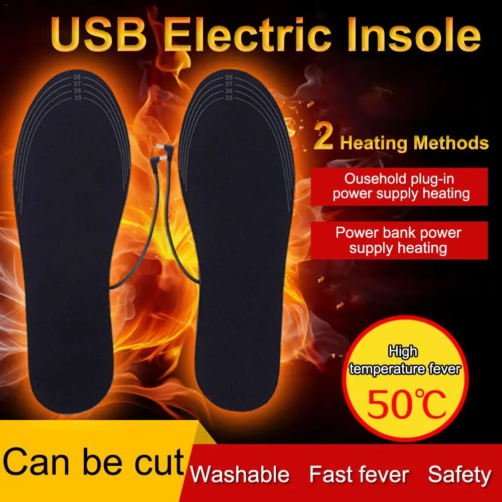 1 пара USB стельки для обуви с подогревом, согревающие стельки для ног, теплые носки для ног, Зимние Стельки для спорта на открытом воздухе, Теплые Зимние Стельки