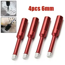 

4Pcs Diamond Drill Tile Dry Drill Bit 6mm For Granite Marble Porcelain Glass Quartz Ceramics For Drilling Hole Saw Cutting Kit