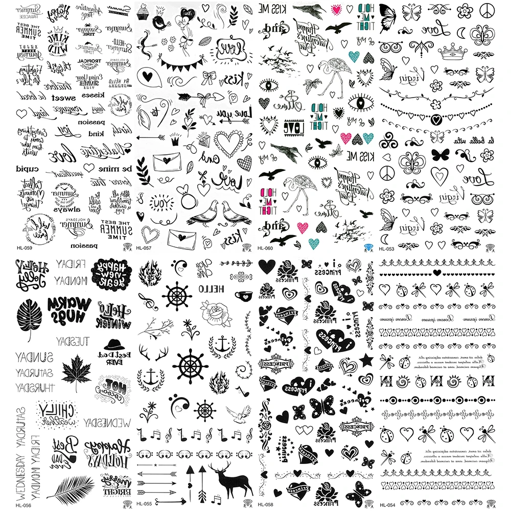 5 ピース ロット矢印偽タトゥータトゥーハート子供キング防水手紙昆虫アーム花ボディ注一時的な紙の蝶 消えるタトゥー Aliexpress