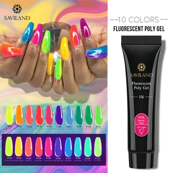 

SAVILAND Neon Fluorescence Poly Nail Gel Colors Neon Quick Building UV LED Builder Gel Varnish Acrylic Jelly Gel Nail Tips