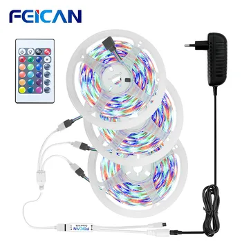 

LED RGB Strip 15M 2835 Flexible Ribbon Backlight with Remote RGB Controller LED Strip Light 12V Fita LED RGB Tape