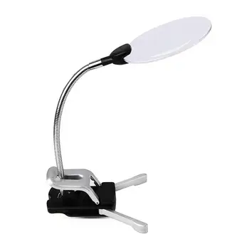 

Led Magnifying Glass,Hands Free Magnifier With Lamp Stand Adjustable Table Desk Clip On Illuminated Magnifier For Reading Crafts