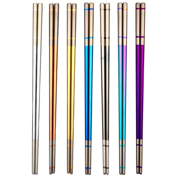 

Reusable Chopsticks Stainless Steel Tableware Colorful Length 23cm Dishware Silver Iron Antiskid Household Metal Chinese Gift