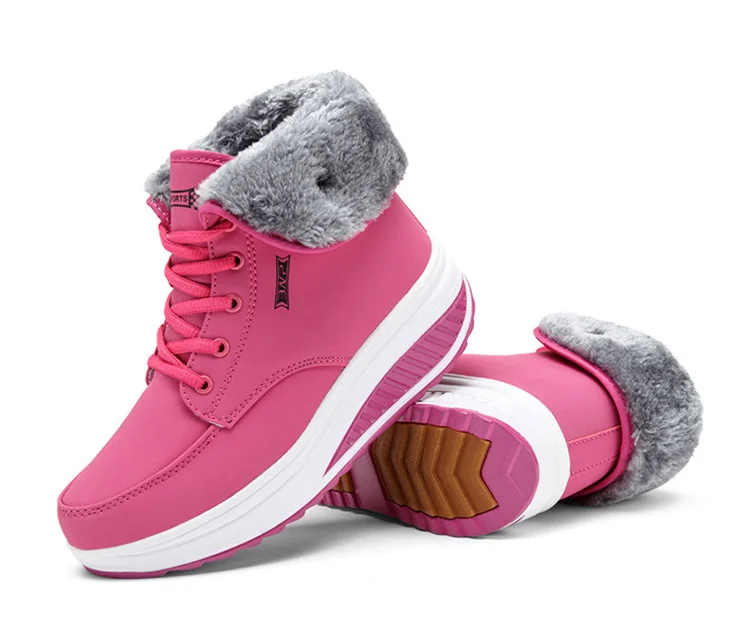 Women Boots Hot Ankle Boots Platform Snow Boot Female Winter Shoes Woman Warm Plush Swing Shoes Waterproof Short Booties