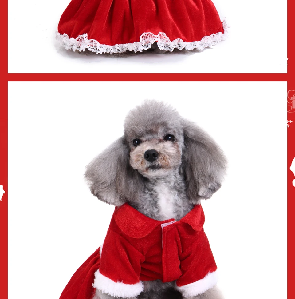 НОВАЯ РОЖДЕСТВЕНСКАЯ одежда для собаки, костюмы Санта-собаки для праздников и вечеринок, красное пальто с узором, пальто для собак, платье для домашних животных, Рождественская одежда