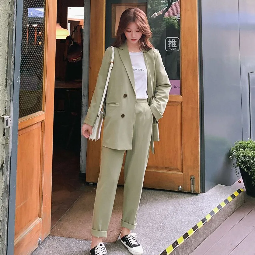 

Photo Shoot Main Push INS Drape Slimming Elegant Ol Two-Piece Set Bandage Cloth Waist Hugging Small Suit High-waisted Straight-C
