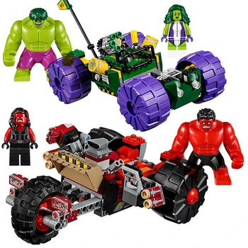 

10675 387pcs Hulk Vs Red Hulk Team Vehicle Bela Building Block Compatible Lepining 76078 Brick Toy