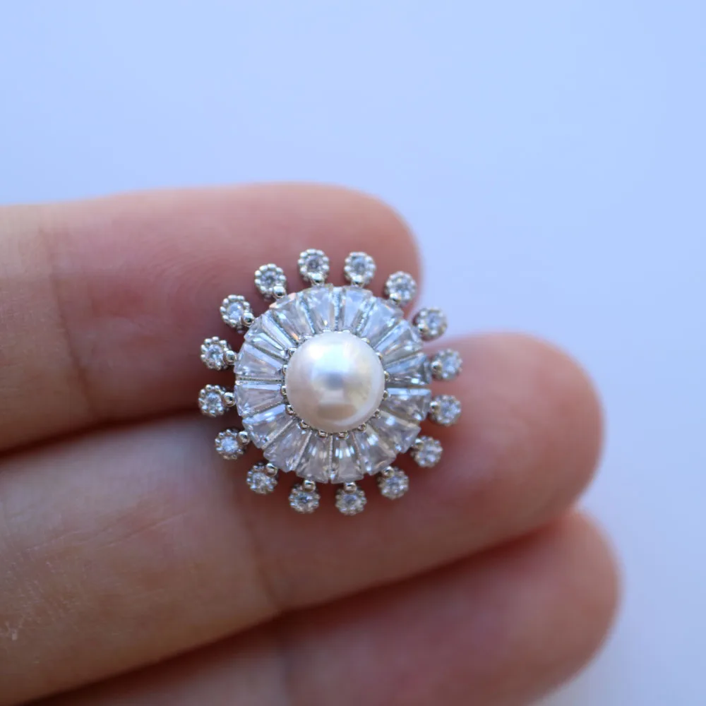 DIY용 진주 크리스탈 버튼, 큐빅 지르코니아 버튼, 코트용 장식 CZ 재봉 버튼, 캐시미어 니트 가디건, 16mm, 로트당 5 개