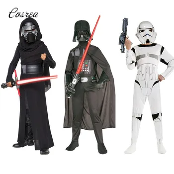 

Star War Storm Trooper Darth Vader Anakin Skywalker Rey Knights of Ren Children Cosplay Party Costume Clothing Cape and Mask