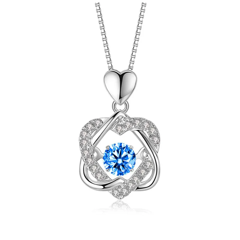 HIYONG Hexameron Heating Heart Necklace Sterling Silver Women Moving Zircon Love Heart Necklace Christmas Gift