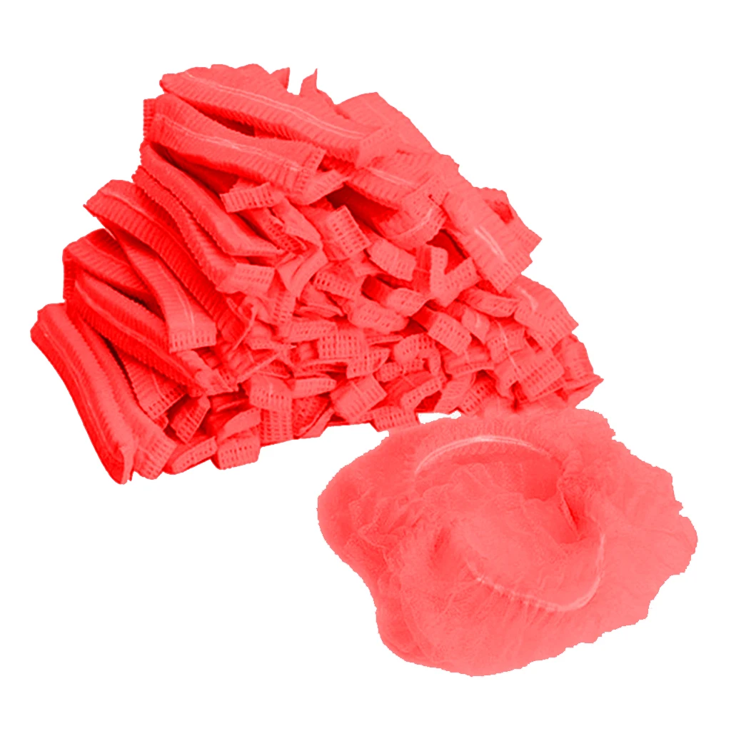 100x Disposable Mob Cap Non Woven Anti Dust Hat Head Cover Food Catering Kitchen