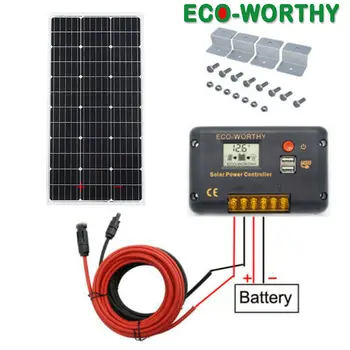 

ECO-WORTHY 100W 12V Mono Solar Panel Kit 20A Solar Charge Controller Off Grid For RV Camper