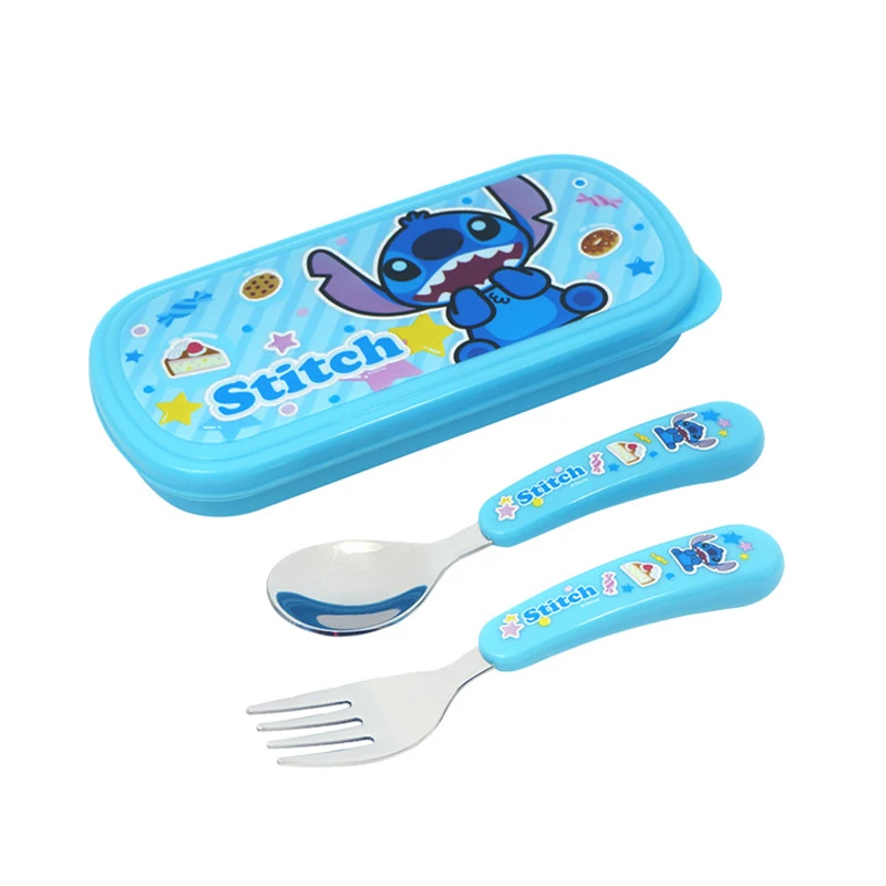 1 Disney Steeple Pattern Children Spoon Fork Set Cartoon Children Fork Spoon Box Cutlery Set Cartoon Snow Princess Cutlery Set - Цвет: 1
