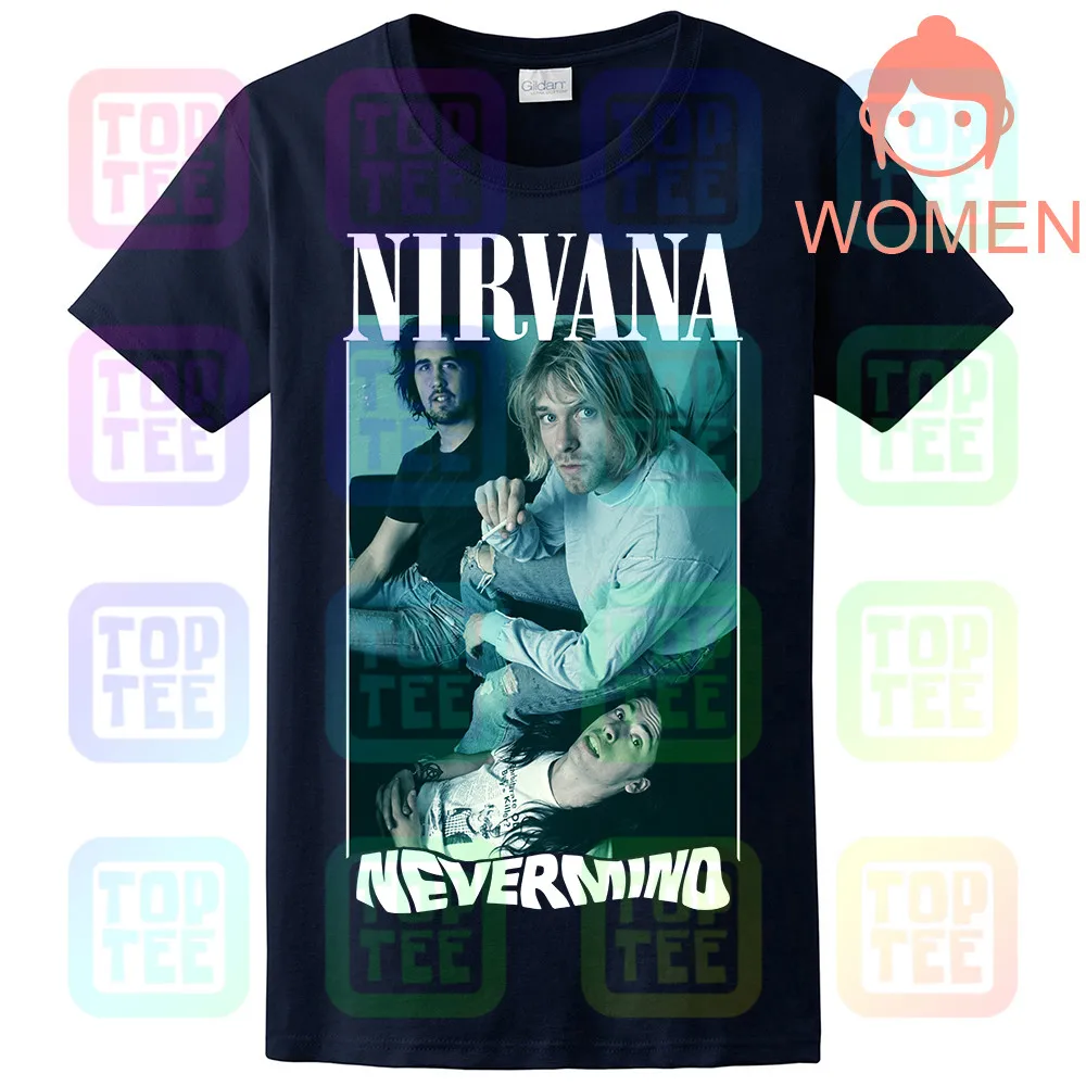 Винтаж Редкие 90 s NIRVANA NEVERMIND TOUR футболка Размеры S-2XL Репринт - Цвет: WOMEN-NAVY