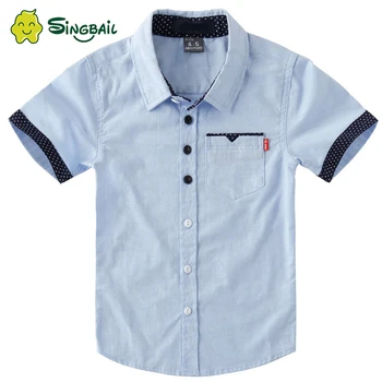 

Baby Boy Clothes Boys Shirts Solid Pattern Kids Fashion Cotton Shirts Short Sleeve Spring & Autumn Children Brand Clothes Shirts