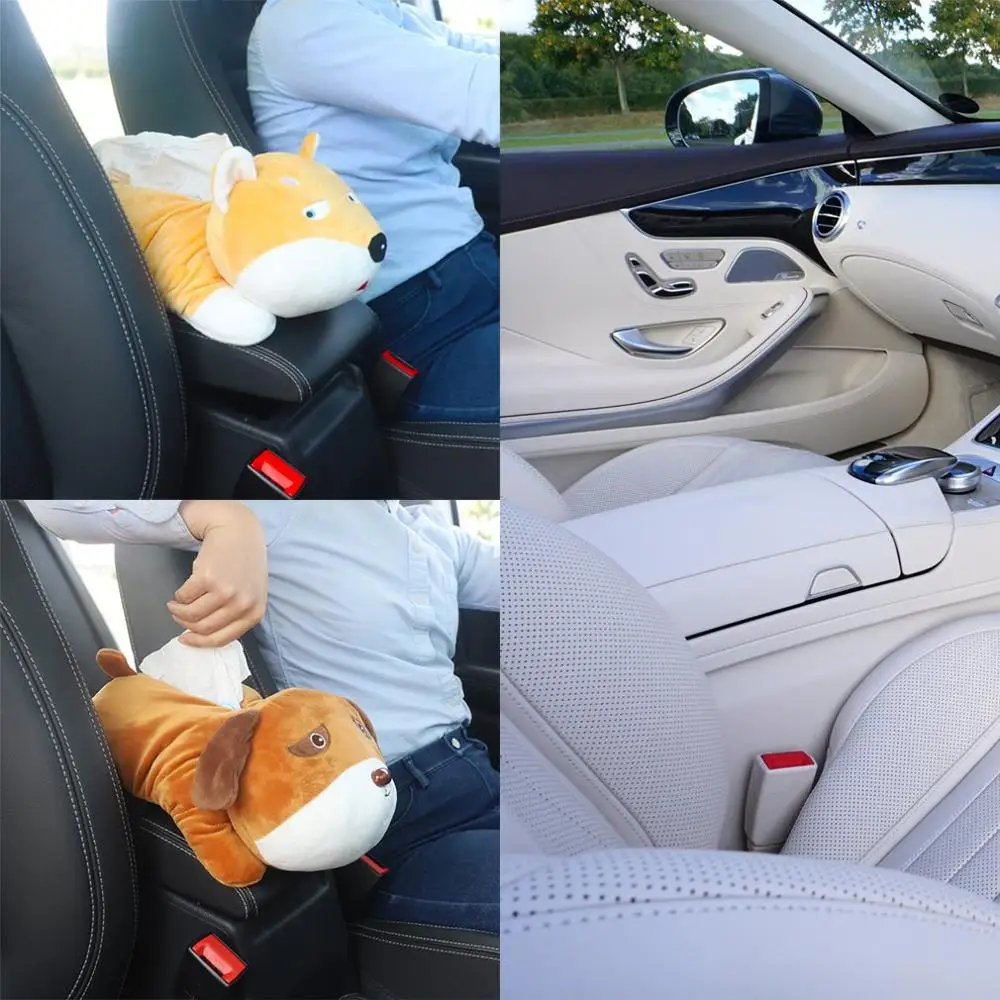 Креативный автомобиль подлокотник коробка мультфильм для коробки ткани многофункциональный милый для Хаски коричневый медведь автомобиль для тканевой крышки