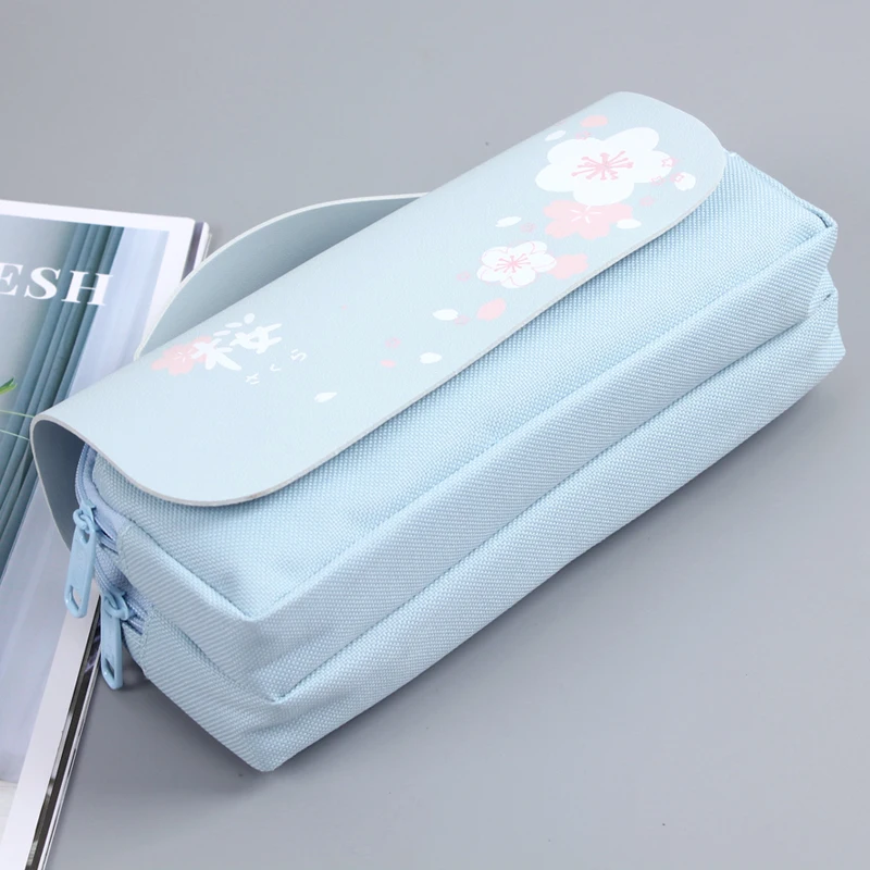 Cherry Blossom Sakura Double Zipper Large-Capacity School Student Portable  Stationery Coin Purse Bag - AliExpress