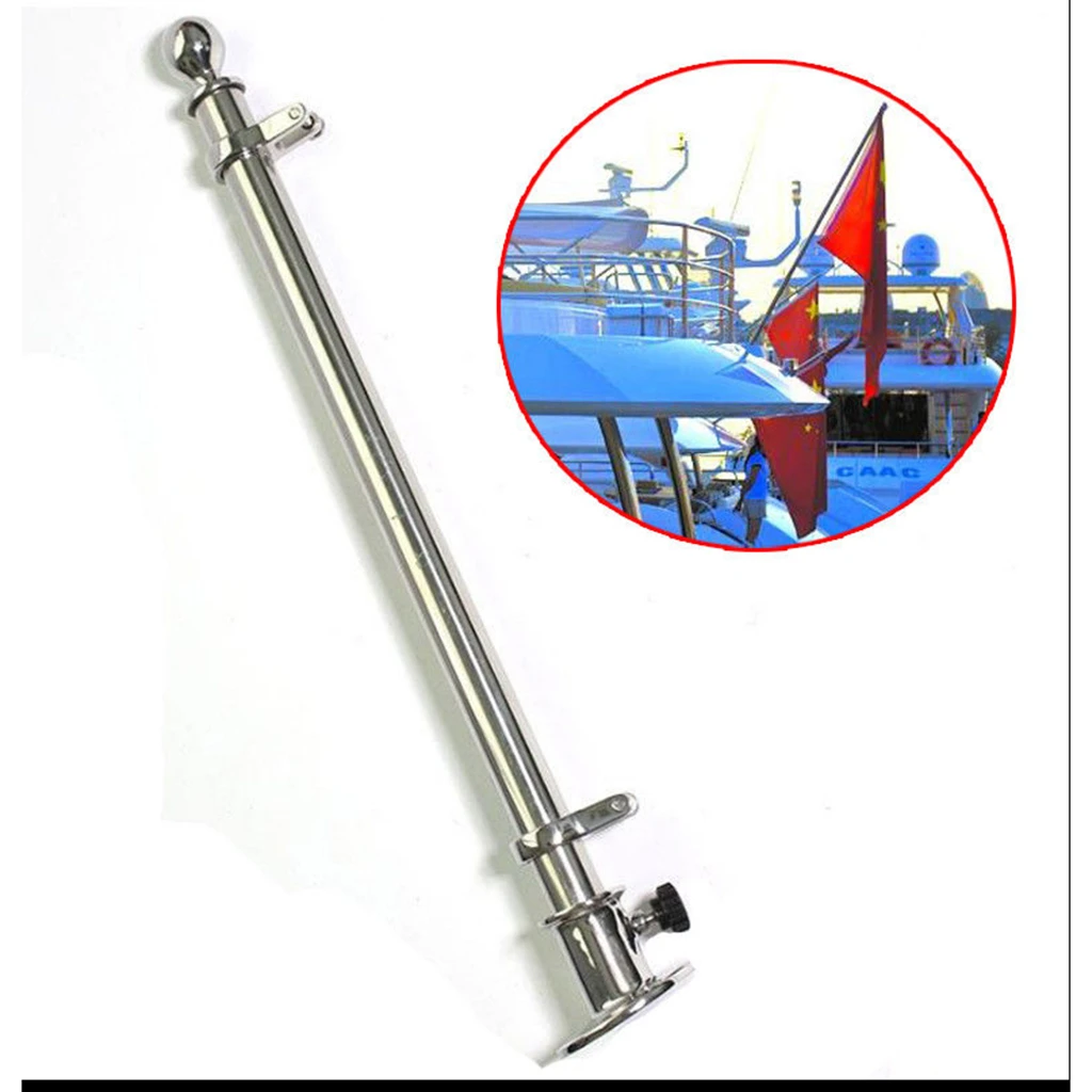 18" Marine Sailboats Yacht 316 Stainless Steel Deck Flag Pole with 70mm Base . 