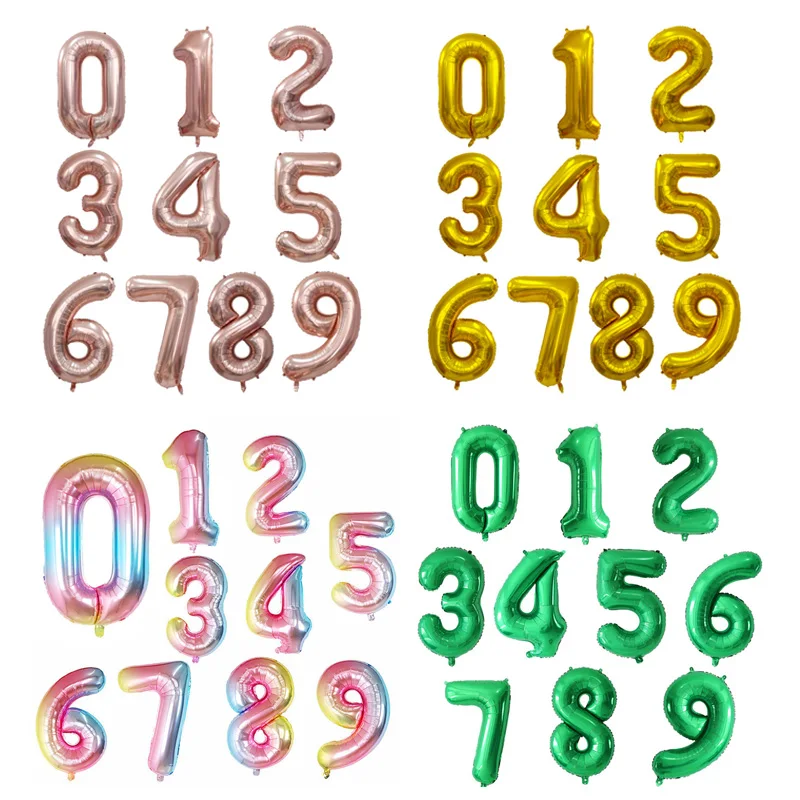 

50pcs/lot 16 30 40 inch Foil Number Balloons Gold Digit Balloon Birthday Party Decorations Kids Boy Baby Shower Figures balloon