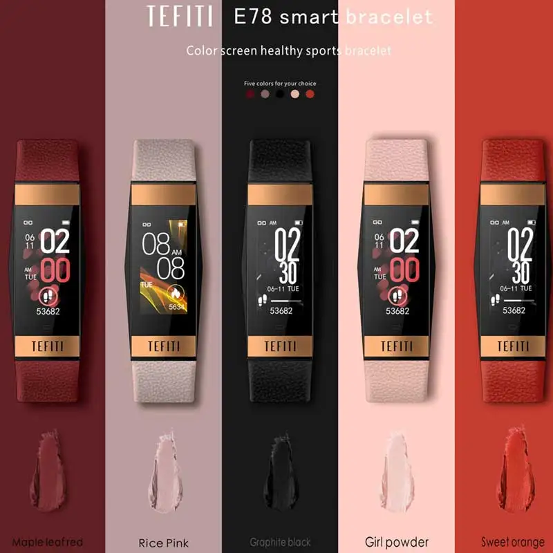 E78, Женский умный Браслет, сердечный ритм, кровяное давление, умный Браслет, мужской фитнес-трекер, Ip68, водонепроницаемые, спортивные, женские, умные часы