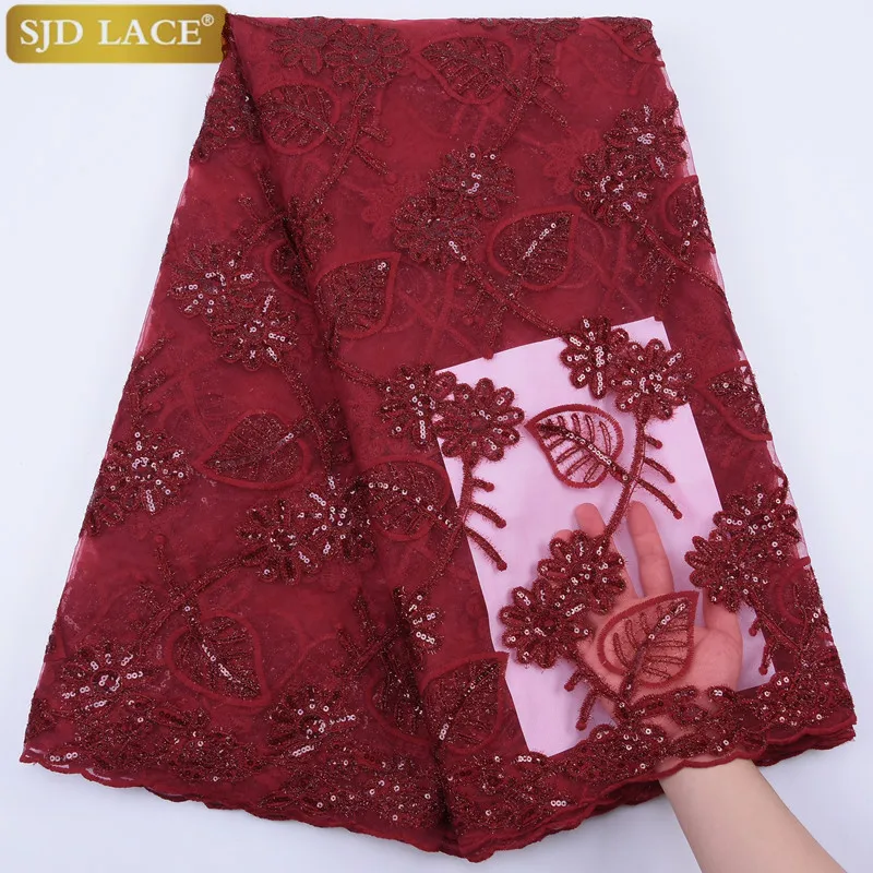 Французский Тюль кружевная ткань высокого качества африканская Сетка Блестки