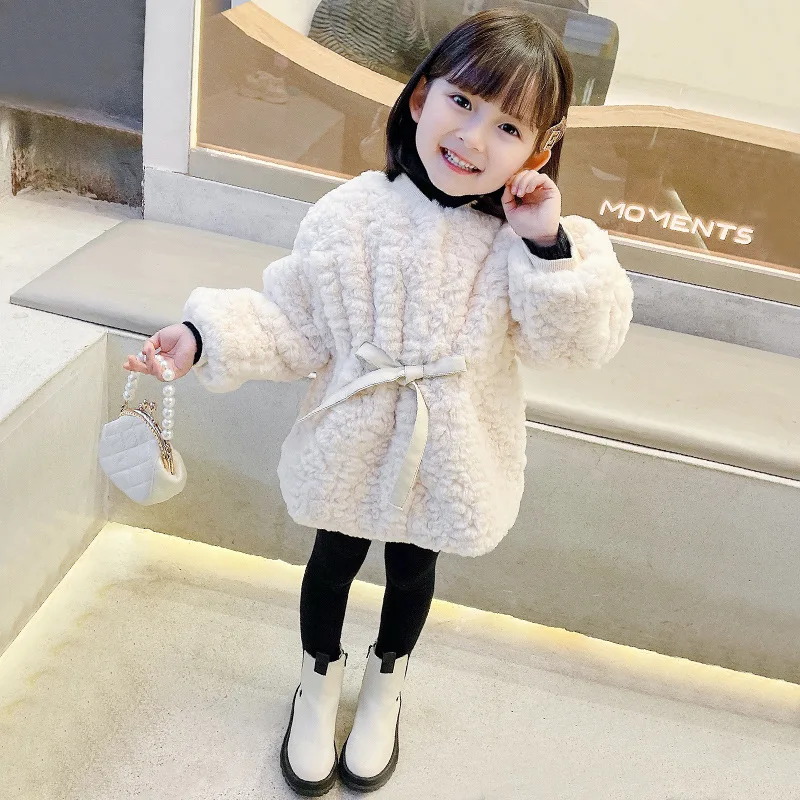 

Girls Kids Coat Jacket Overcoat 2021 Soft Warm Plus Thicken Velvet Winter Top Lambswool School Cardigan Children's Clothing