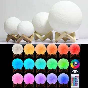 

3D Print Moon Lamp For Bedroom Decor Light 16 Colors Change Tap Control Lamp For kids night lights decoration home