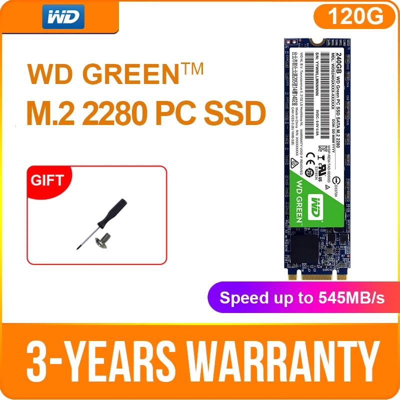 Жесткий диск Western Digital WD SSD зеленый 120 ГБ 240 M.2(2280) NGFF ноутбук внутренний твердотельного накопителя 480 г 1 ТБ M.2 2280 Тетрадь ssd